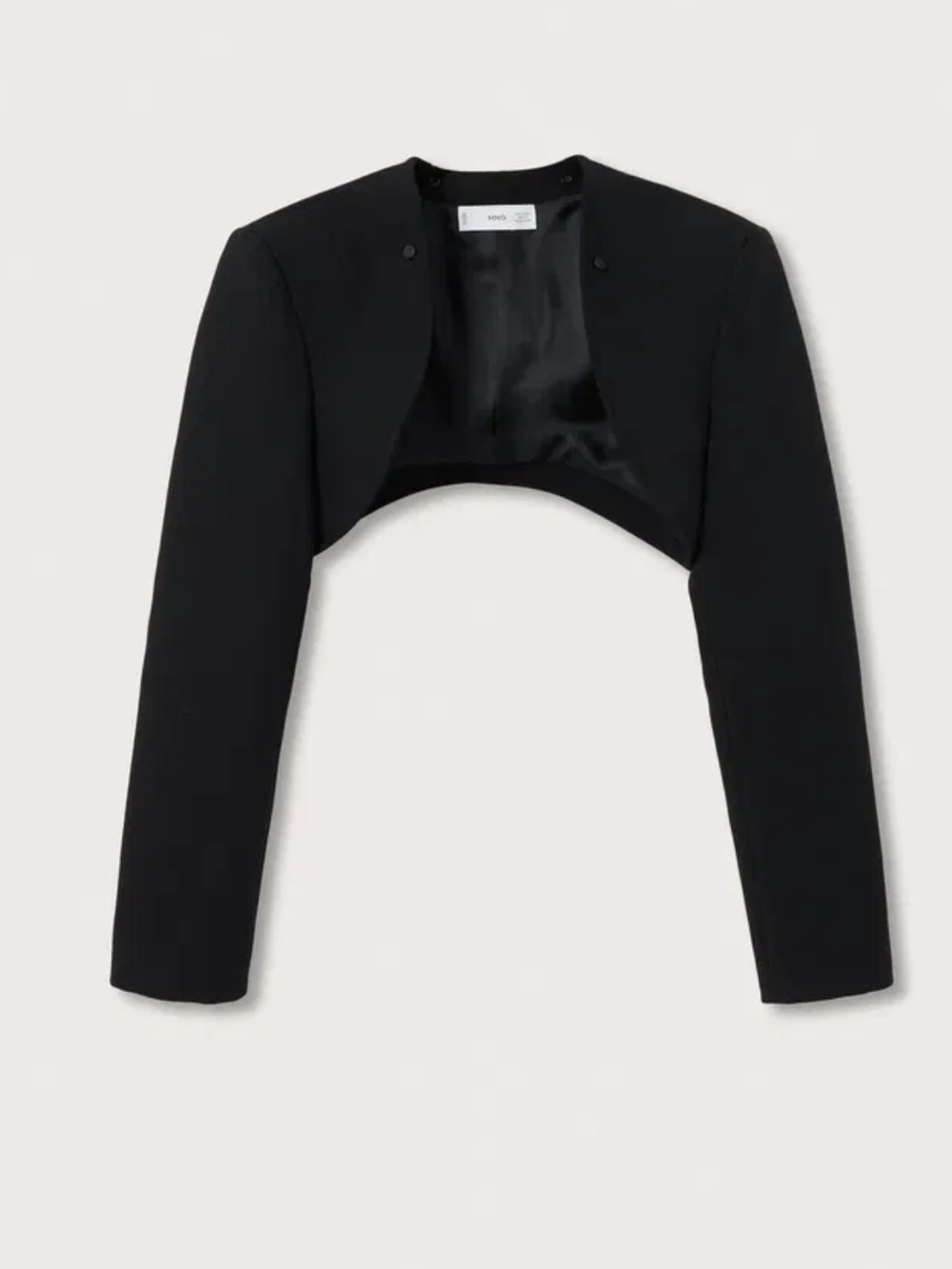 Mango Black Cropped Suit Blazer Bolero Jacket Minimalist Size M - NWOT